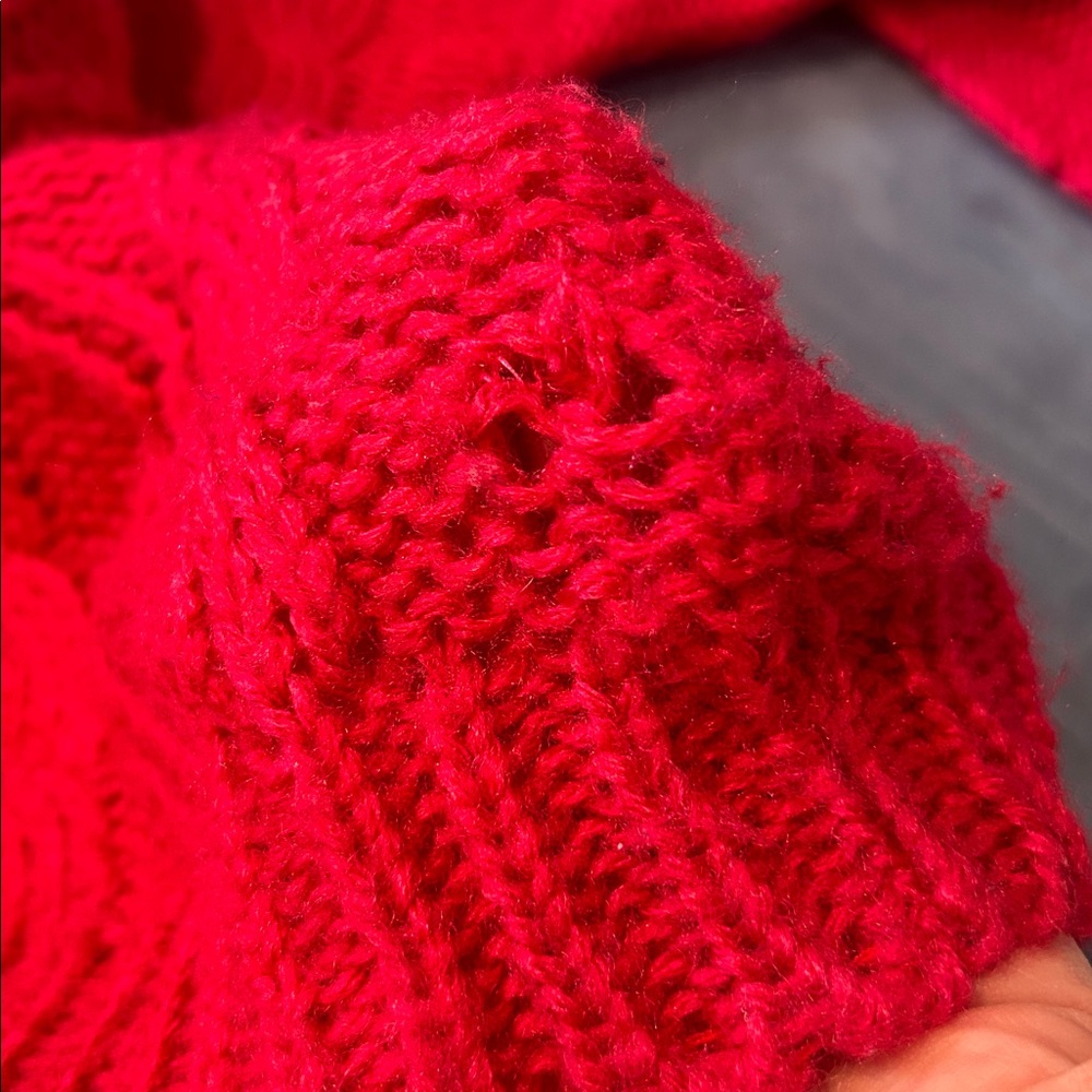 Vintage 80s 90s Handknit Ivy V Neck Hot Pink Fuschia Preppy Chunky Sweater M - Picture 5 of 5